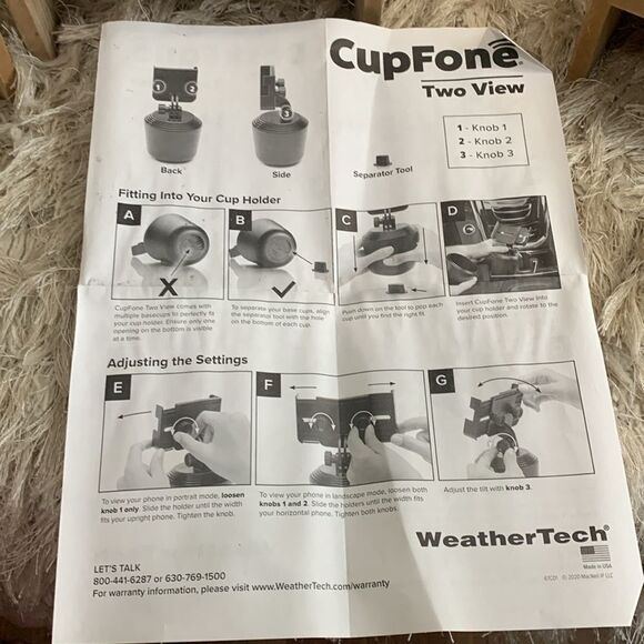 WeatherTech CupFone Two View 8ACF5TV
Universal Portable Cell Phone Holder - Picture 13 of 17